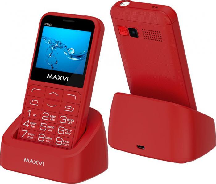 Кнопочный телефон Maxvi B231ds (красный)- фото2