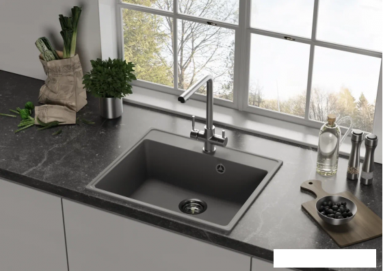 Кухонная мойка Ulgran QUARTZ Forte 580-08 (космос)- фото3
