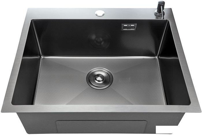Кухонная мойка Stellar Decor S7050NB-D (нано черный)- фото3