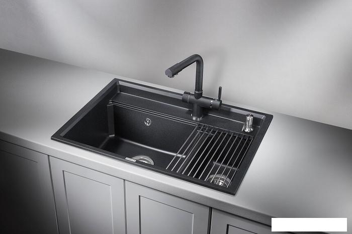 Кухонная мойка Granula KS-7302 (черный)- фото2
