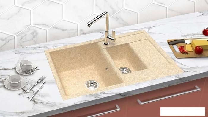 Кухонная мойка Berge BR-7612 (светлый дуб)- фото2