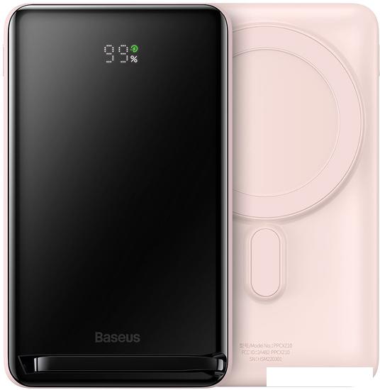 Внешний аккумулятор Baseus Magnetic Bracket Wireless Power Bank 20W 10000mAh (розовый)- фото