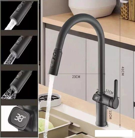 Смеситель Esko K15B LED (черный)- фото2