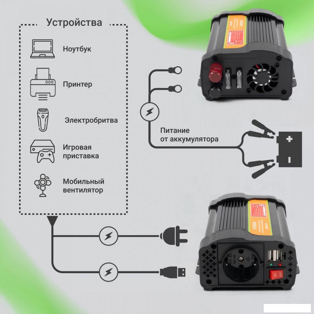 Автомобильный инвертор Digma AI400-12W- фото4