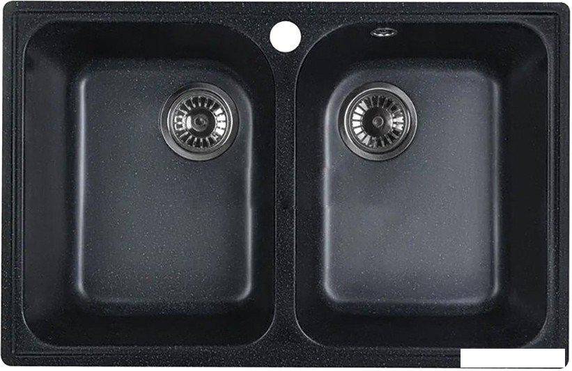 Кухонная мойка Marblan Duas (черный,с сифоном)