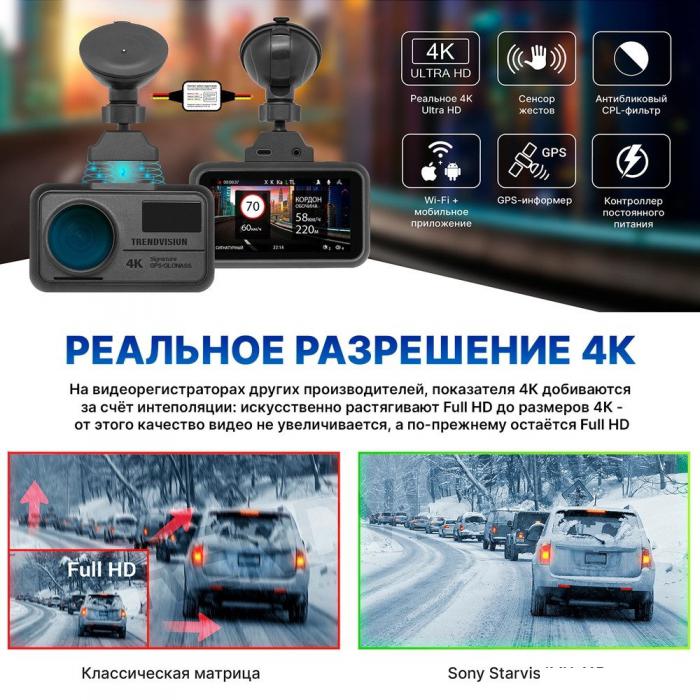 Видеорегистратор-GPS информатор (2в1) TrendVision TDR-725 Real 4K Max- фото3