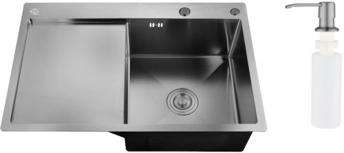 Кухонная мойка РМС MRK-7851BL-R (с дозатором)- фото