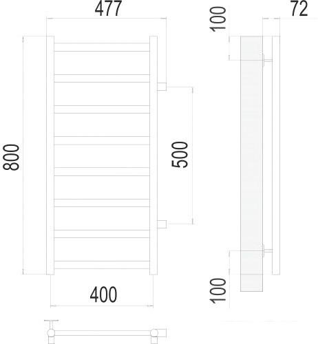 Полотенцесушитель TERMINUS Аврора П8 400x800 бп 500 (хром)- фото3