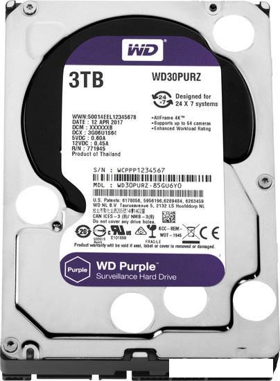 Жесткий диск WD Purple 3TB [WD30PURZ]- фото