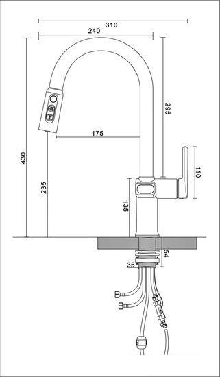 Смеситель Esko K15B LED (черный)- фото3