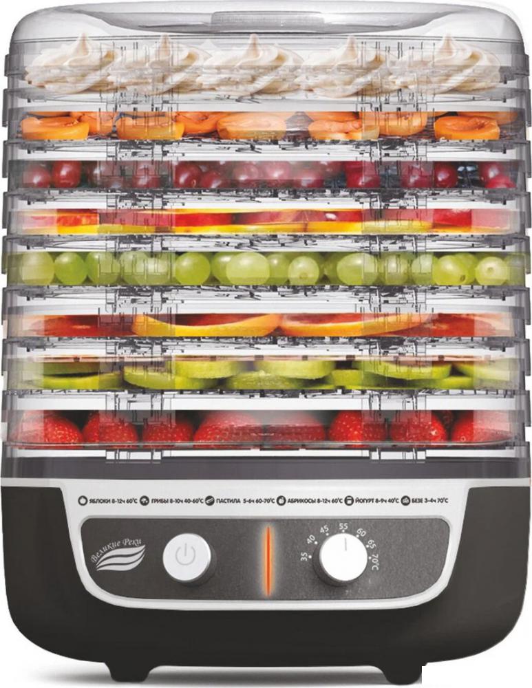 Сушилка для овощей и фруктов Великие Реки Волга-9 (черный/белый)