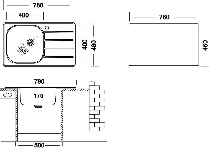 Кухонная мойка Ukinox Гранд GRM780.480-GT6K 1R (с сифоном S701 )- фото3