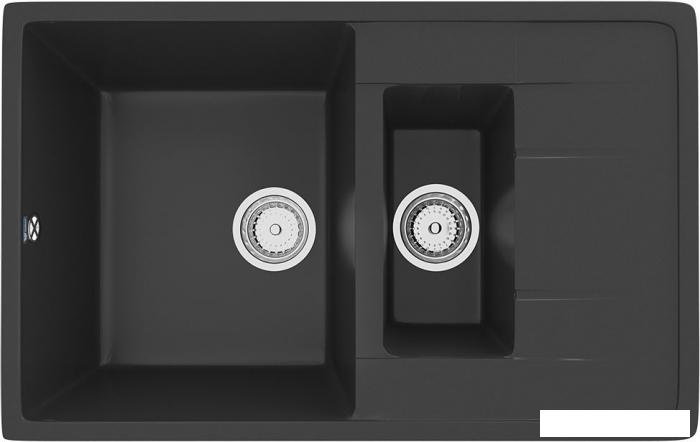 Кухонная мойка Ulgran U-205 (ультра-черный)- фото