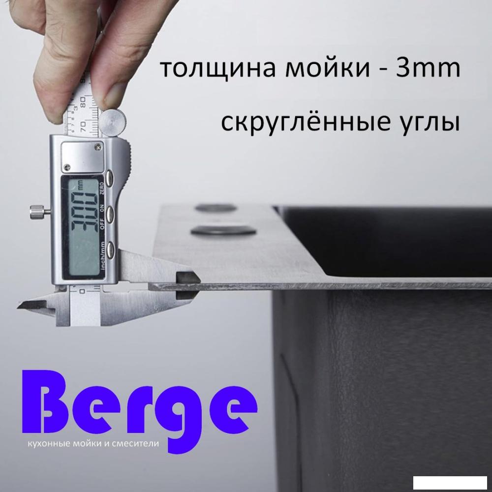 Кухонная мойка Berge 5045 premium Nano Black (черный)- фото3