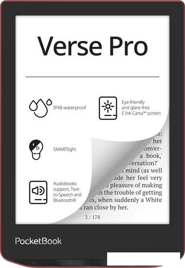 Электронная книга PocketBook A4 634 Verse Pro (страстно-красный)- фото2