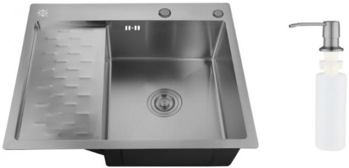 Кухонная мойка РМС MRK-6350BL-R (с дозатором)- фото