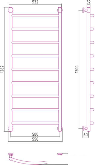 Полотенцесушитель Сунержа Галант+ 1200x500 00-0200-1250- фото3