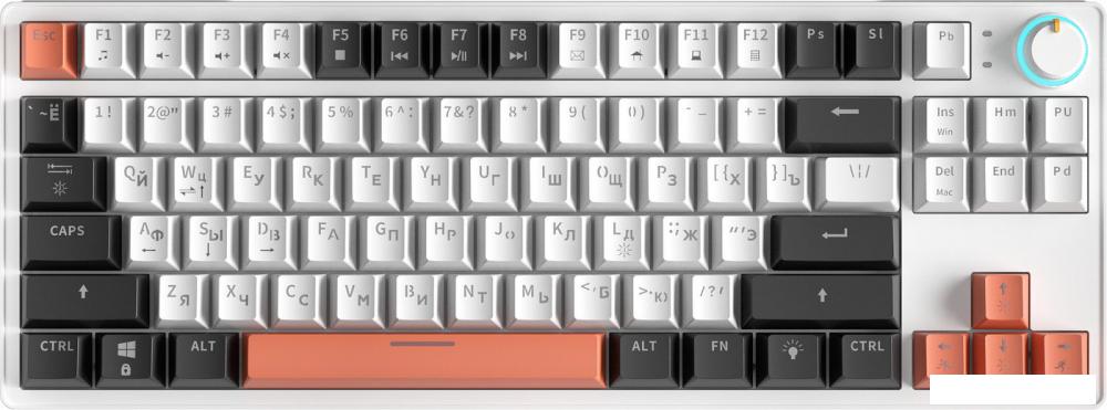 Клавиатура Cyberlynx ZA87 White Black Orange (TNT Yellow)- фото