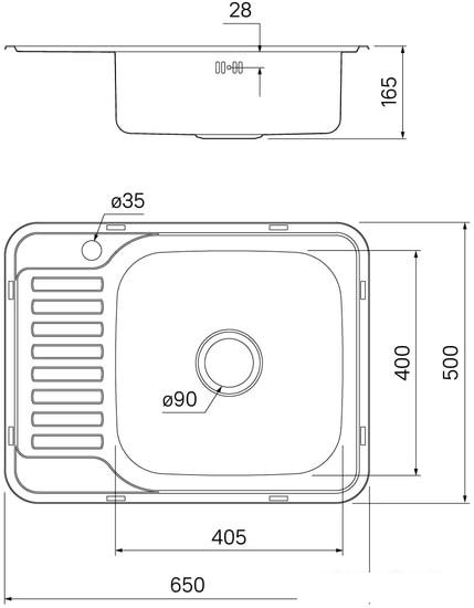 Кухонная мойка IDDIS Basic BAS65SRi77- фото3