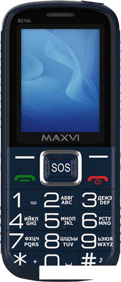 Кнопочный телефон Maxvi B21ds (синий)- фото2