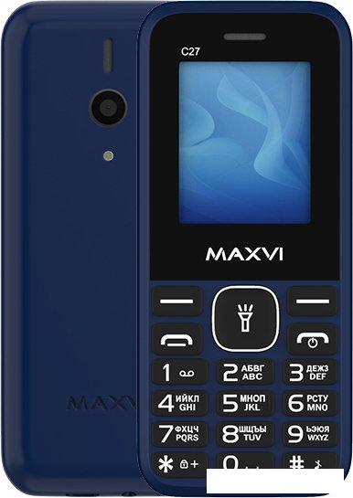 Кнопочный телефон Maxvi C27 (синий)- фото
