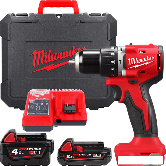 Ударная дрель-шуруповерт Milwaukee M18 M18BLPDRC-422C 4933492825 (с 2-мя АКБ 2 Ач + 4 Ач, кейс)- фото