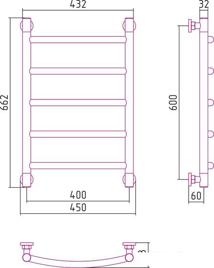 Полотенцесушитель Сунержа Галант+ 600x400 00-0200-6040- фото3