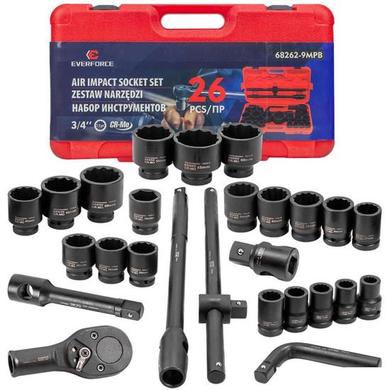 Набор трещотка с головками Everforce EF-68262-9MPB (26 предметов)- фото2