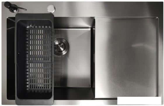 Кухонная мойка Stellar Decor S6550NB-L-D (нано черный)- фото