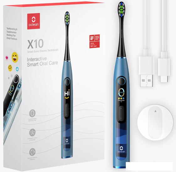 Электрическая зубная щетка Oclean X10 Smart Electric Toothbrush (синий)- фото