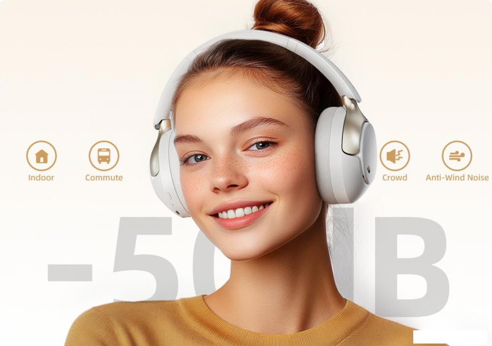 Наушники QCY H3 Pro (бежевый)- фото2