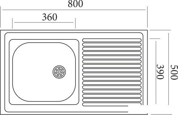 Кухонная мойка Mixline 310337 (левая, матовая, 0.4 мм)- фото2