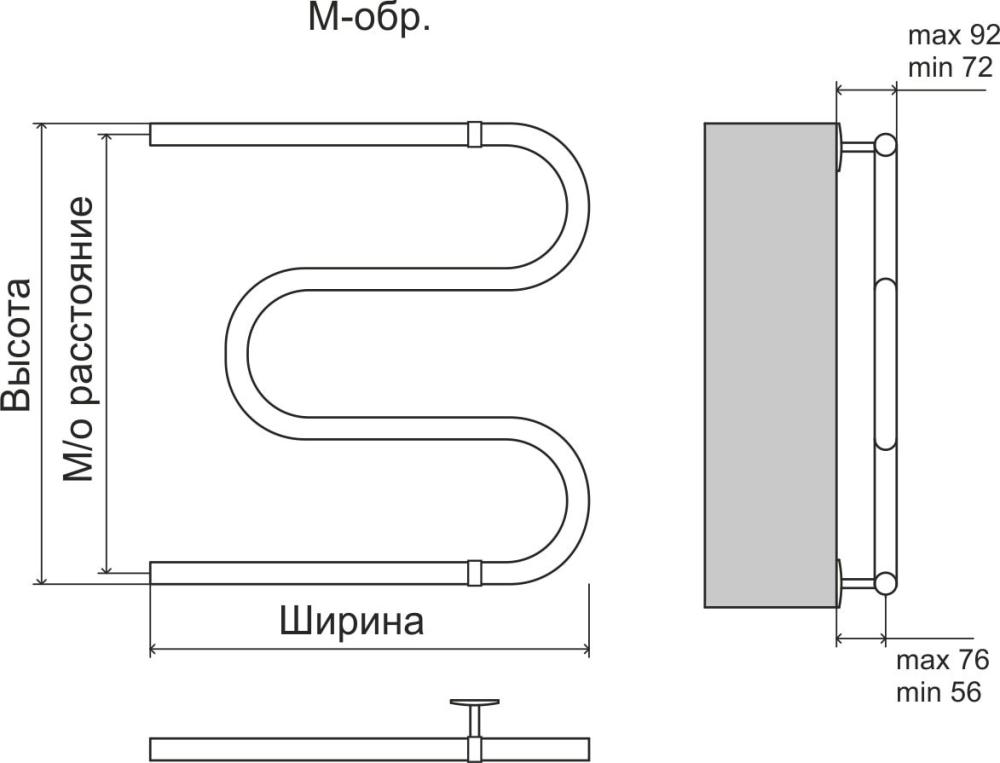 Полотенцесушитель TERMINUS Эконом М-обр AISI 32x2 (500x700)- фото3