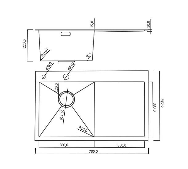 Кухонная мойка Roxen Vespa 560230-70LB- фото4