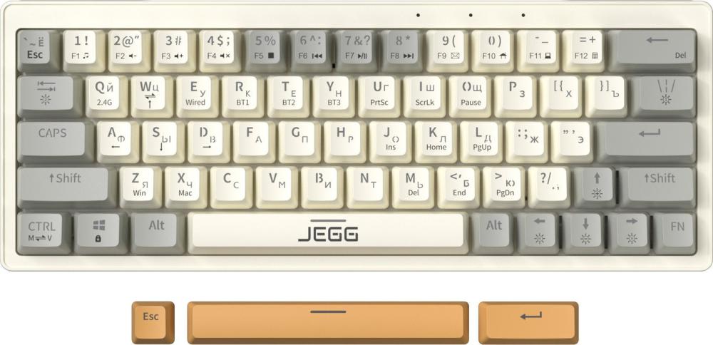 Клавиатура JEGG ZA63 Pro Beige Gray Yellow (TNT Yellow)- фото