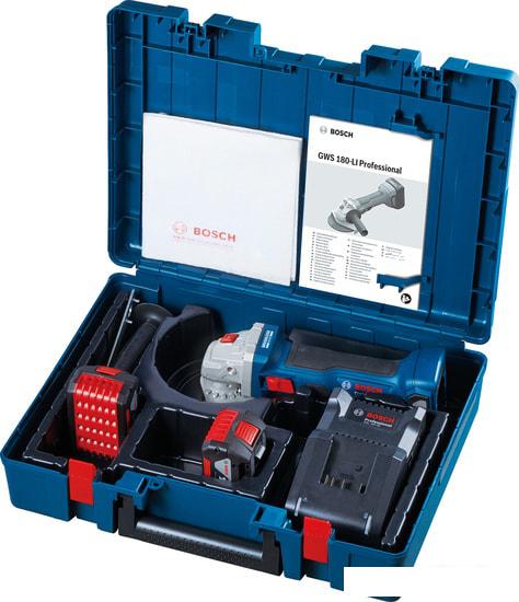 Угловая шлифмашина Bosch GWS 180-LI Professional 06019H9021 (с 2-мя АКБ, кейс)- фото4