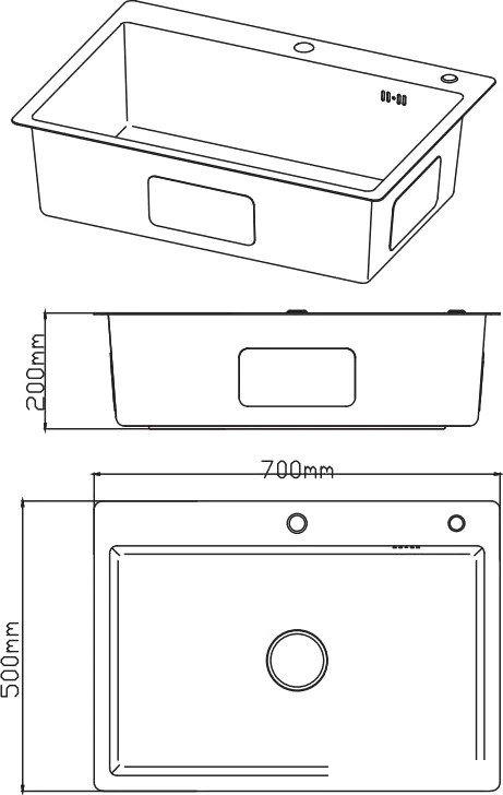 Кухонная мойка Diadonna DS7050B- фото4