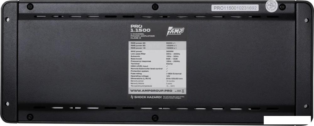 Автомобильный усилитель AMP PRO 1.1500- фото2
