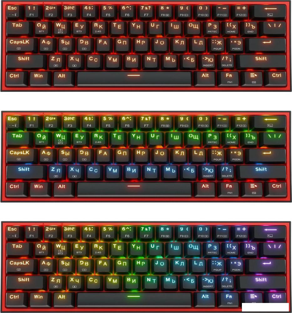 Клавиатура Redragon Fizz Pro (черный/красный)- фото2