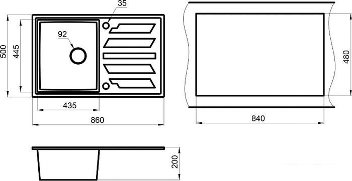 Кухонная мойка Granula GR-8601 (графит)- фото3