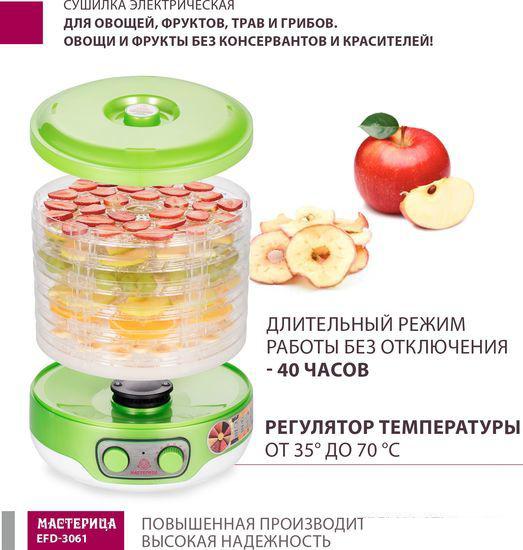 Сушилка для овощей и фруктов Мастерица EFD-3061 (зеленый перламутр)- фото2