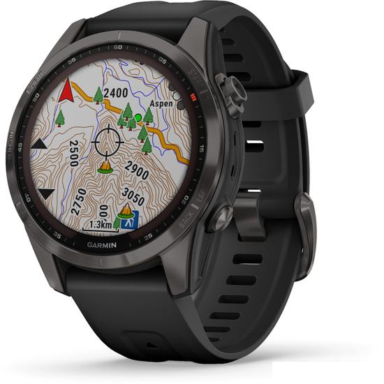 Умные часы Garmin Fenix 7S Sapphire Solar 42 мм (серый карбон/черный)- фото3
