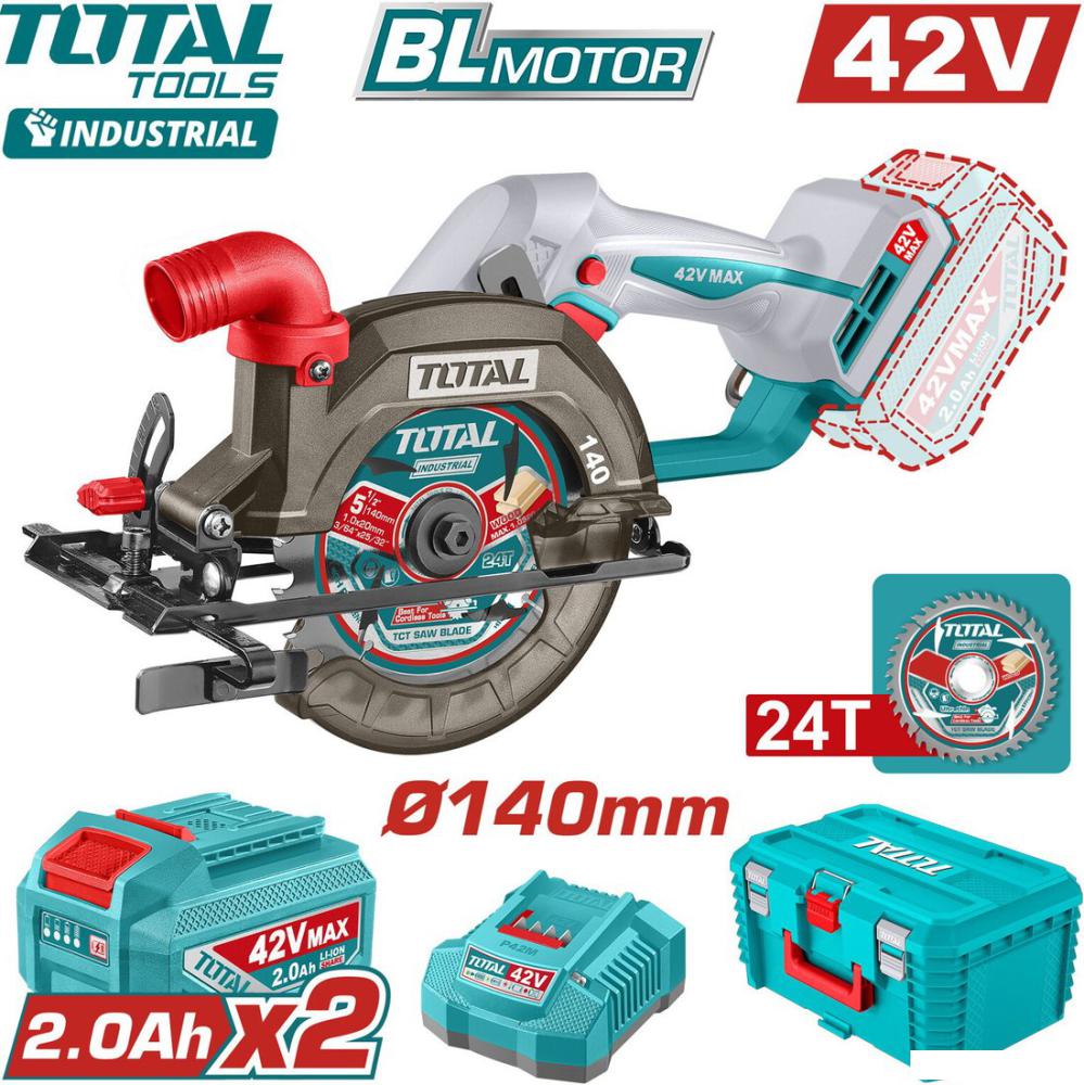 Дисковая (циркулярная) пила Total TSLI4214012 (с 2-мя АКБ)