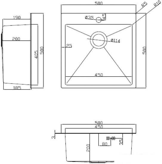Кухонная мойка ARFEKA Eco AR PVD Nano 52x49 (черный)- фото2