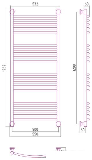 Полотенцесушитель Сунержа Богема+ выгнутая 1200х500 00-0221-1250- фото3