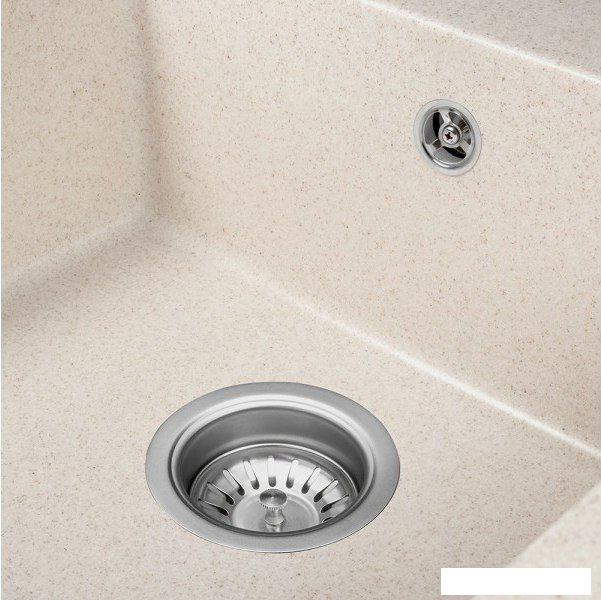 Кухонная мойка Saniteco Fama (бежевый с сифоном)- фото3