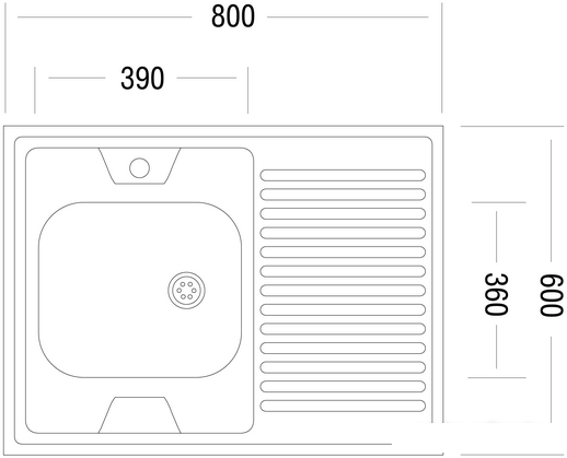 Кухонная мойка Ukinox STD800.600-5C 0L (с сифоном)- фото2