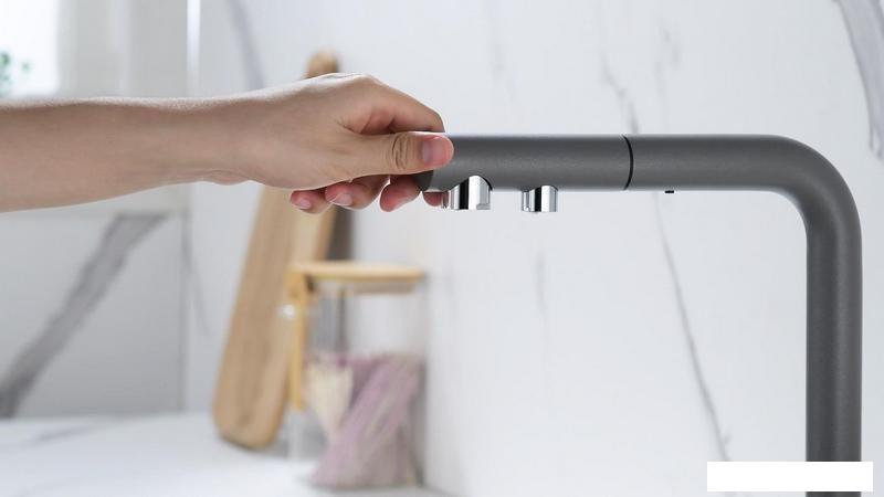 Смеситель Paulmark Serpentine SE213222-GRM (серый/серый металлик)- фото2