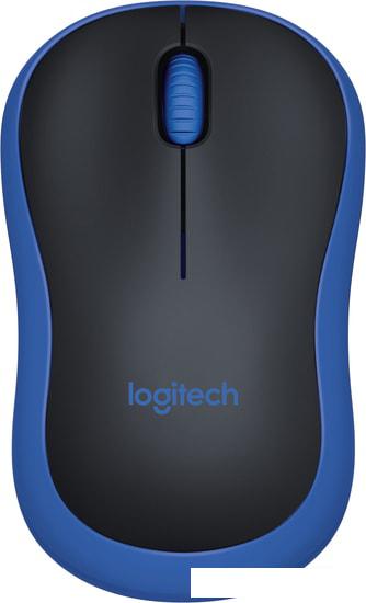 Мышь Logitech M185 (черный/синий)- фото
