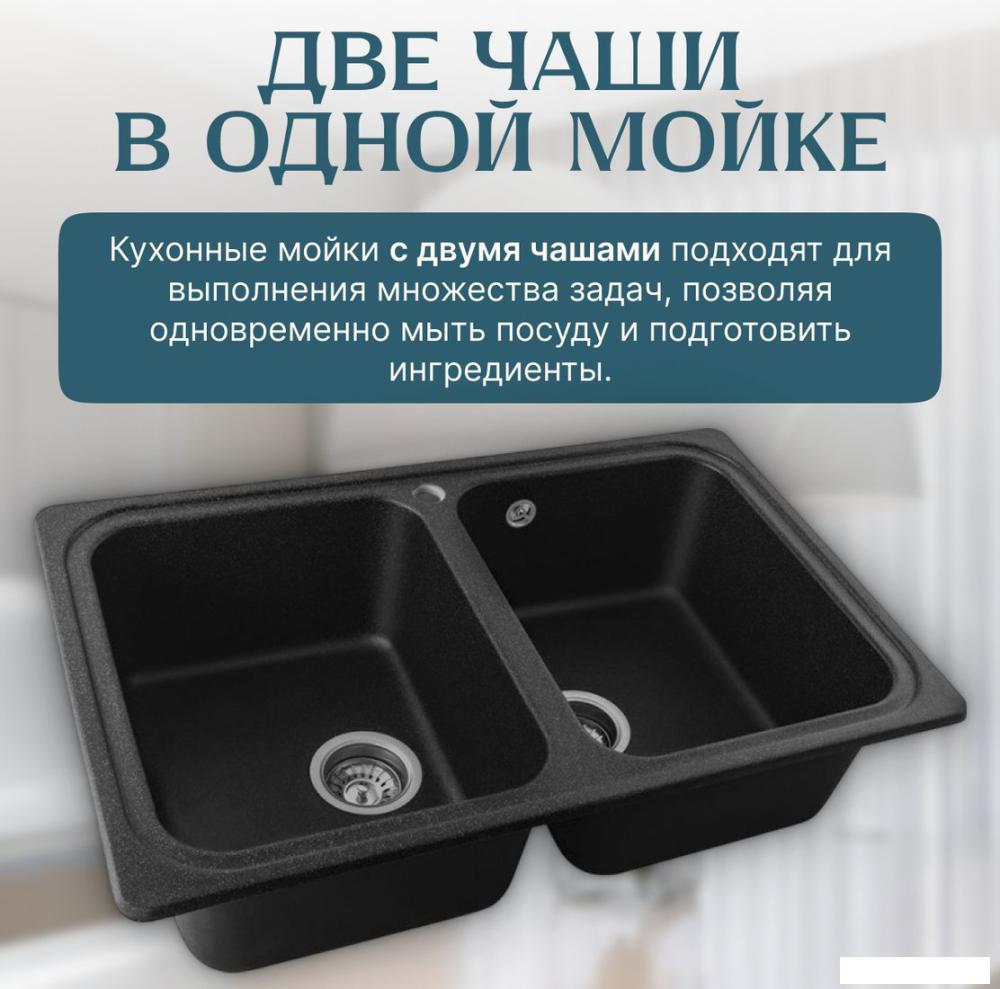 Кухонная мойка Saniteco Vetus (черный)- фото3